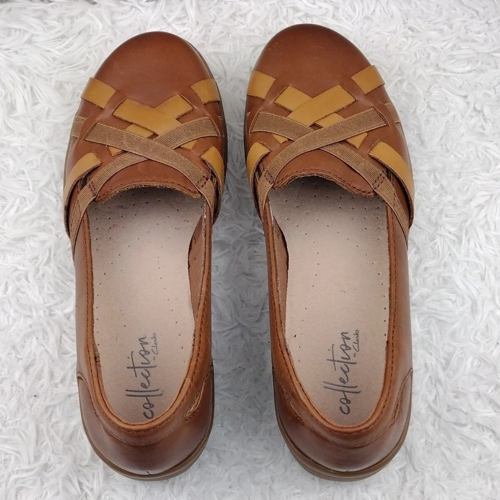 Collection by Clarks Ultimate Comfort Brown Leather Round Toe Wedge Heel Shoe